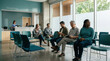 © KHARISMA - People Waiting in Modern Medical Office Reception Area, Healthcare, Diagnosis