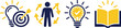 © jafrine - Business innovation and personal development icon collection vector illustration featuring target achievement learning creativity growth mindset and educational success symbols