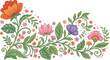 © Rownok - Elegant Floral Vine Border Vector Design with Colorful Blooming Flowers, Swirls, and Green Leaves Isolated on White Background for Decorative Greeting Cards