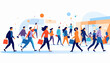 © Dorman - Diverse shoppers in casual attire carrying shopping bags, walk along a street