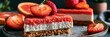 © Anat art - This dessert features a protein cheesecake topped with strawberries and citrus slices on a clean table. Bright natural light enhances the scene