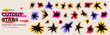 © Syuzann q - Childish cutout star shapes in torn paper applique for a school scrapbook. Bright collage pieces and playful doodle bits on a journal set. Vector star cutout collection for kids notebook decoration.