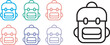 ©  COPY MARLE MORBI 👹 - School Backpack Icon Set Featuring Colorful Line Art Symbols for Education and Student Use Vector Designs