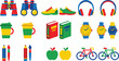 © EdGe Creative - Colorful primary color palette daily lifestyle travel and hobby web icon set.