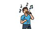 © Viki - Cartoon illustration of a person singing with musical notes around
