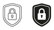 © MDBAYZID - Shield with keyhole icons in outline and solid black styles for data security and privacy protection and secure login website interface design for user authentication and digital safety systems