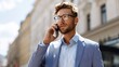 © Kiran - Business man using phone for work in city environment. Profes ffdbcfbeafeefe digital illustration graphic image visual asset for presentation marketin