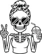 © Rijvi - Fun skeleton woman with sunglasses and drink isolated on transparent background, Vector, illustration