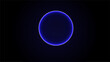 © nijom - Neon futuristic 3d sphere of blue and purple glowing digital waves and particles blue planet in the dark