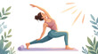 © Mark - Graceful warrior pose yoga with lush botanical elements