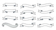 © RafaelC - Set of twelve different blank white ribbon banners and scrolls with dark outlines for labels or decorative elements.