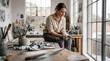 © MYKHAILO KUSHEI - Artistic spirit finds a quiet moment of reflective solace within her sun drenched creative sanctuary