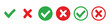 © StockDesign - green check mark and red cross mark icons on transparent background for status indication.