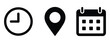 © Munna2 - Time address and date icon vector set featuring clock, map pin location, and calendar symbols in flat style for modern web and mobile applications
