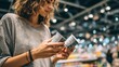 © Dmitrii - Woman reading nutrition label on yogurt cup in supermarket. Customer checking ingredients for healthy diet. Choosing dairy product for conscious consumerism and grocery shopping lifestyle.