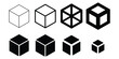 © MD. ARIF ISLAM - Simple black cube icon set showcasing geometric cube shapes for 3D modeling, abstract symbols, and design systems. Vector illustration.