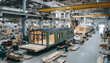 © Oleksiy - Workers build modular homes indoors. Prefabricated buildings assemble on factory floor. Modern housing units made with efficiency and planning. Industrial construction process is clean and organized