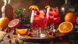 Cocktail drinks with fruits