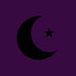 © Amr Art - Islamic crescent moon and star icon on purple background