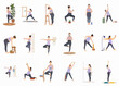 © Sewelas - Collection of Illustrations of a Pregnant Woman Practicing Various Yoga Poses and Exercises for Health and Wellness During Pregnancy