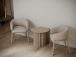 © Viktoriia Lytvyn/Stocksy - Closeup to living cozy ivory chairs. Lounge space with coffee table