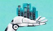 © Iryna Auhustsinovich/Stocksy - Robot Hand Holding Data Center City – Future Technology Concept