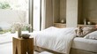 © vew - Cozy Bedroom Interior with a Comfortable Bed and Serene Atmosphere