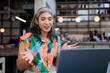 © Jovo Jovanovic/Stocksy - Woman with laptop gesturing during a video call.