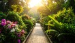 © Cantika - Serene garden pathway with lush greenery.