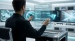 © Jo-El - Engineer Interacting with Futuristic Holographic Quantum Processor Validation Checklist Display in High-Tech Server Room