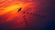 © hvala Bogu - Teamwork Leadership Flock Formation Flying Geese Sunset Sky