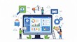 © Datangki - Digital Marketing and Business Analytics Dashboard Illustration with People Interacting.