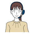 © 帰路 ひび乃 - ヘッドセットを付けた女性コールセンターオペレーターのイラスト