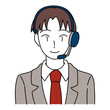 © 帰路 ひび乃 - ヘッドセットを付けた男性コールセンターオペレーターのイラスト