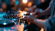 © Laura - Faceless friends participating in dance competition or battle of the DJs at nightclub event, competitive entertainment, dance competition, DJ performance, with copy space