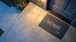 © Таня Андреева - House keys on 'HOME' doormat at the entrance of a modern residence.