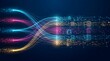 © emwe studio - Big data network connection concept with glowing fiber optic lines merging into a digital matrix representing fast information processing