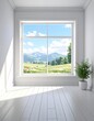 © Kirana - A serene room with a large window overlooking a scenic mountain landscape