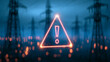© Kanomaoi - A warning triangle exclamation mark symbol on power grid infrastructure background