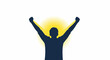 © kimis - Silhouette of a person with arms raised in triumph against a glowing yellow background