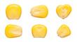 © Nathan - Vibrant yellow corn kernels photographed from various angles, isolated on a transparent background.