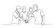 © supplement - Young diverse team collaboration concept in line art style. No editable stroke