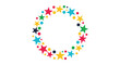 © Md - Vibrant circle frame composed of colorful stars and dots for celebration greeting cards and festive party designs for children.