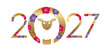 © CallMeTak - The Year 2027, Year Of The Sheep, New Year’s Greeting Symbol Decorated With Japanese Vintage Patterns. Vector Illustration Isolated On A White Background.