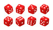© Alan - Set of red dice icons with different face values on white