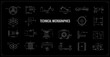 © 24 std - Technical Micrographics Engineering Blueprint Set. Black and white engineering blueprint layout with mechanical diagrams, circuit schematics, flowcharts and industrial micrographic schemes. Vector