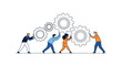 © Sucang - Teamwork Pushing Gears Vector Illustration
