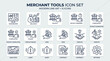 © miftachudin - Merchant Tools Modern Line Art Icon Set for Financial Business Applications.