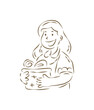 © provectors - A charming hand drawn doodle of a happy woman presenting a beautifully wrapped gift box. A perfect vector illustration for birthday cards, holiday greetings, or promotional materials about giving