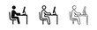 © drawing lines - Office worker sitting at desk with computer monitor icon set